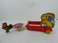 Lot of 2 Easter Toys - Fisher Price Wood Rabbit