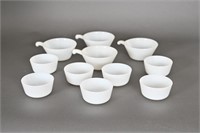 Vtg Fire King Milk Glass Handled Bowls/Ramekins