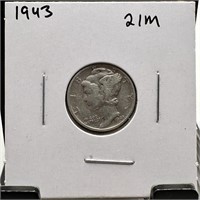 1943 MERCURY SILVER DIME