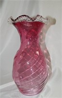 Antique Hand Blown Cranberry Glass Vase