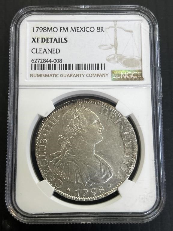 1798MO FM Mexico 8R Silver Coin Graded XF Details