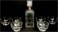 Glass Decanter and Custard Cups