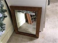 Oak Framed Mirror with Beveled Glass