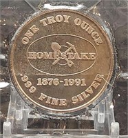 Homestake Gold Mine 1 Troy Oz. .999 Silver Round