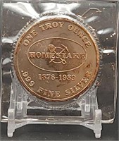 Homestake Gold Mine 1 Troy Oz. .999 Silver Round