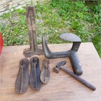 OLD CAST IRON SHOE MOLDS & SHOEMAKER BOOT TOOL LOT
