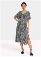 Women's Crepe Flutter Short Sleeve Midi Dress