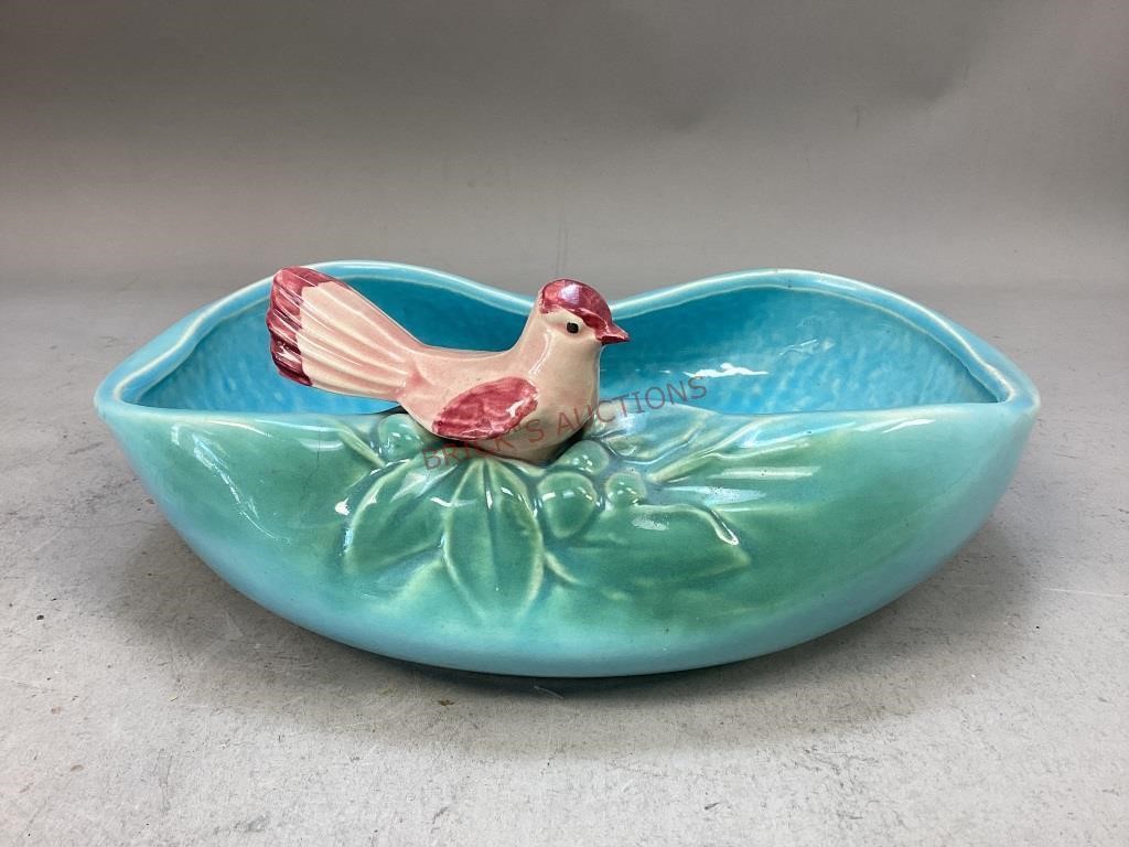 McCoy Pink Bird on Blue Bowl