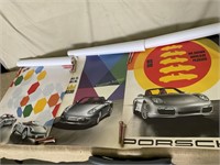 Vintage Porsche car posters w/cardboard tube.