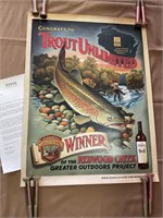 Trout Unlimited poster by Redwood Creek wine