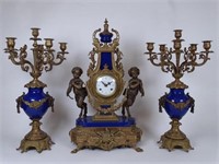 IMPERIAL (ITALY) GILT CLOCK WITH GARNITURE