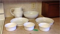 Corning ware dishes and pitcher