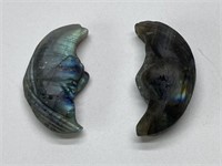 99 CTS CARVED LABRADORITE MOONS