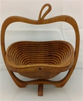 Spiral cut wooden apple bowl