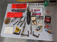Lot of Misc VTG Pocket Knives, Watches, & Decals