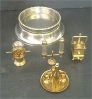 Brass Miniatures With Silver Plate Holder