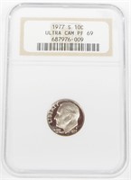 1977-S PROOF DIME - NGC PF69 ULTRA CAM