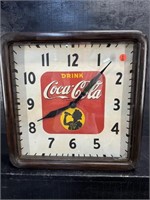 1940's SQUARE ELECTRIC COCA-COLA CLOCK, WORKING