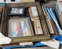 PALLAT OF ASSORTED PICTURES AND FRAMES