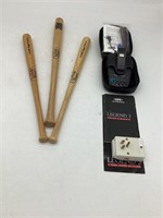 Radar Detector, (3) Miniature Lou Slugger Bats