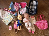 3 babies, car seat, carrier,  diaper bags and