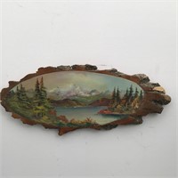 OIL PAINTING ON TREE SLICE