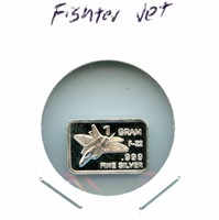 1 gram Silver Bar - Fighter Jet, .999 Fine Silver