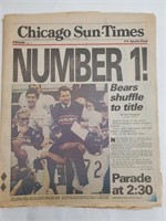 Chicago Sun-Times 1986 Bears Number 1!