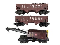 K-Line O Gauge  PRR Crane Car & SP Hoppers