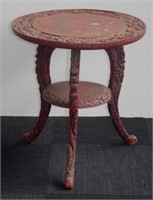 Eastern red lacquered 2 tier occasional table