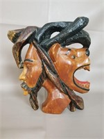 Hand Carved Rasta Man Wall Wooden Plaque 10x12in