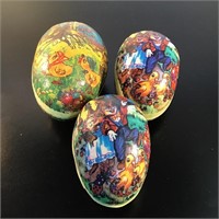 3 PAPIER MACHE EASTER EGGS