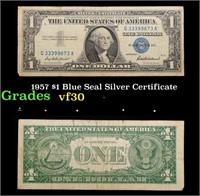 1957 $1 Blue Seal Silver Certificate Grades vf++