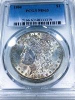 1886 Morgan Silver Dollar PCGS MS63