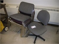 Chrome stacking chairs with out arms & secretary