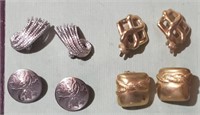 4 pair gold silver tone earrings TRIFARI MONET