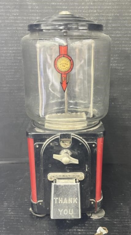 (AE) Vintage Gum Ball Machine. 16 x 6 1/2 inches.