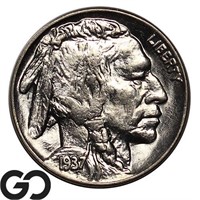 1937 Buffalo Nickel, Lustrous Gem BU