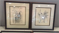 2 original sketches of Derby horses by Tony