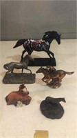 5 pc horse figurines lot. Hudson pewter, black is