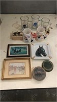 Horse racing lot. 2 small framed prints,