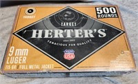 P - 500 ROUNDS HERTER'S 9MM LUGER AMMO (D23)