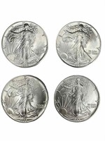 (4) 1988 American Eagle 1 oz. Silver dollars, UNC