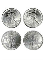 (4) 1989 American Eagle 1 oz. Silver dollars, UNC