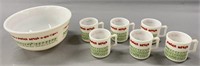 Anchor Hocking Jingle Bells Mugs and Bowl