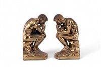 Pair of Brass Bookends Reminiscent of The Thinker