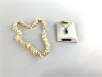 16" Mammoth ivory chip necklace with fine threaded