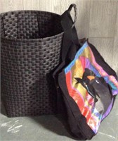 New black hamper and colorful bag