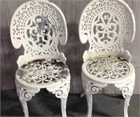 Fantastic white and silver cast metal chairs