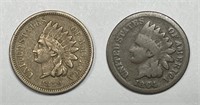 1859 & 1864 Indian Head Cent Pair, Fine & Good